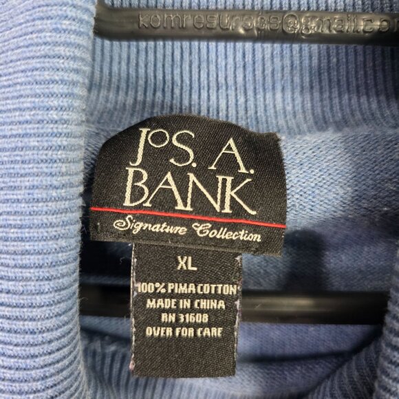 Mens Jos A Bank Blue Turtleneck 100% Pima Cotton Sweater Long Sleeve Size XL - Picture 2 of 7